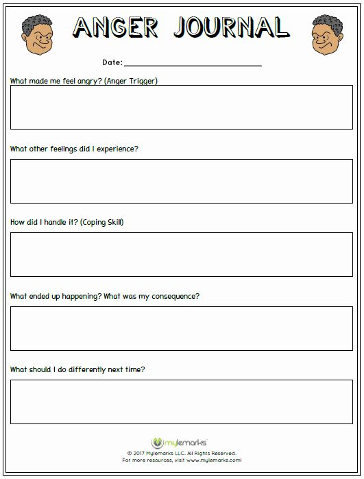 Anger Management For Teens Worksheets