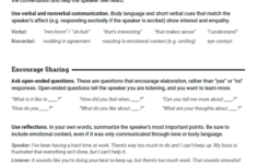 Active Listening Communication Skill Worksheet Therapist Aid