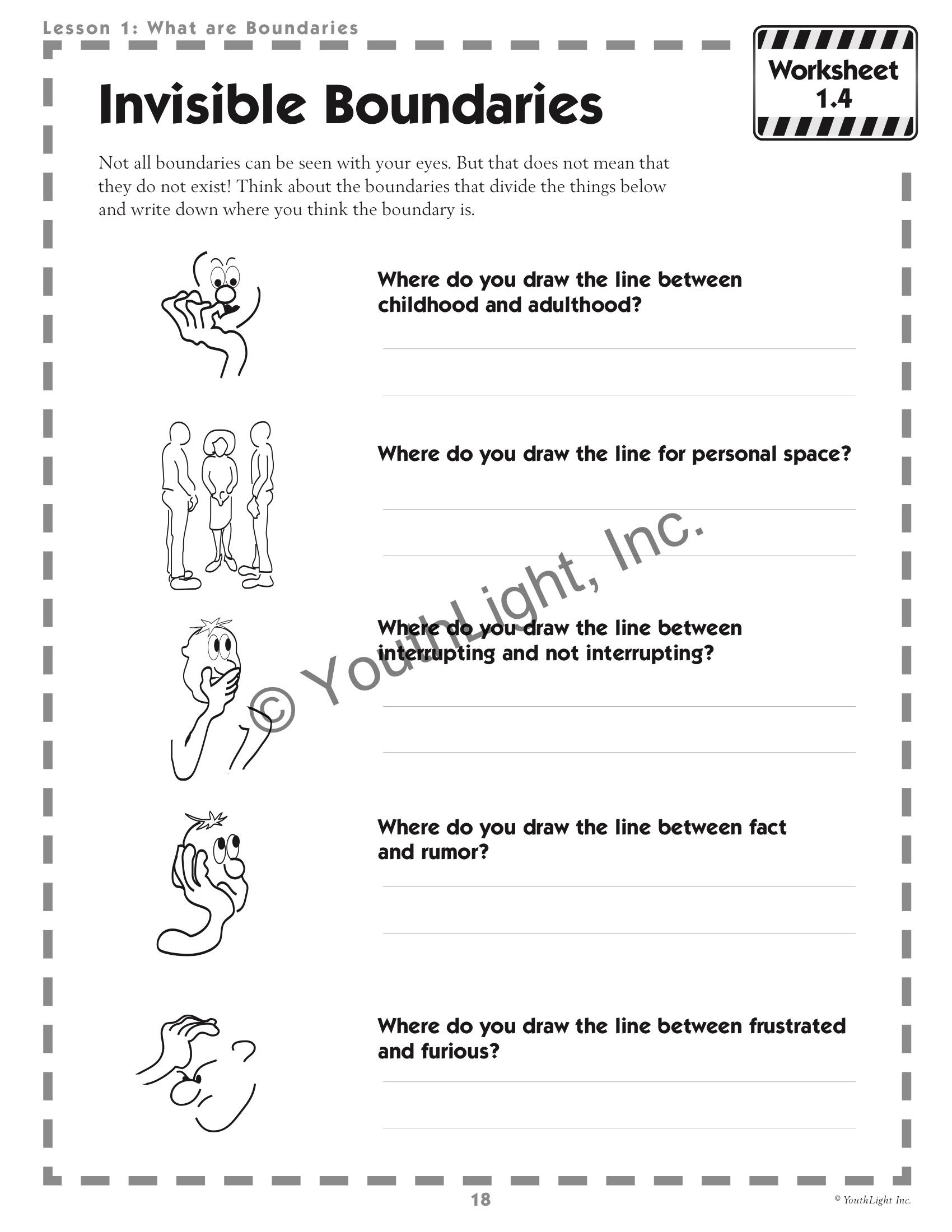 Respecting Personal Boundaries Worksheet Anger Management Worksheets