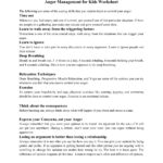 Anger Management For Kids Worksheet Mental Health Worksheets