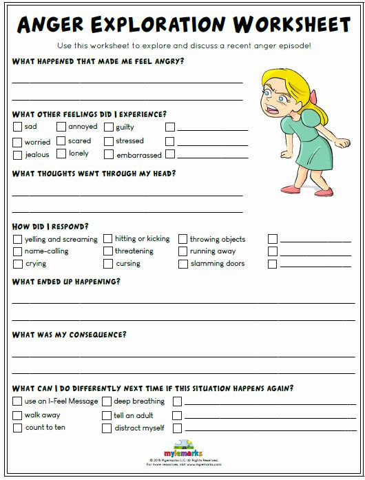 Printable Anger Worksheets For Teens