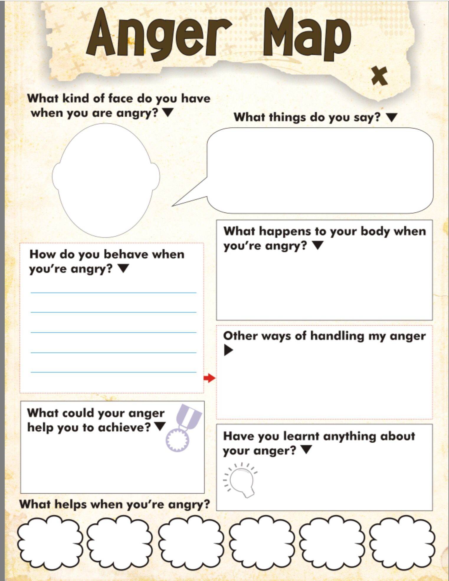 Anger Map Kids Worksheet Free Printable Anger Map Therapy Worksheets 