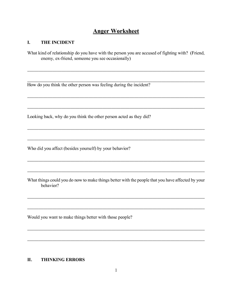 Anger Worksheet I Anger Management Worksheets Anger Worksheets | Anger ...