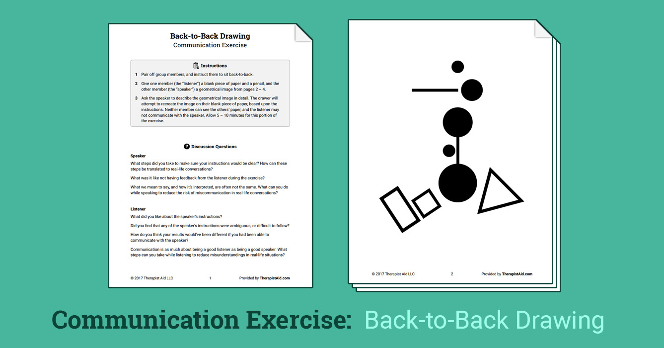 Back to Back Drawing Activity Worksheet Therapist Aid