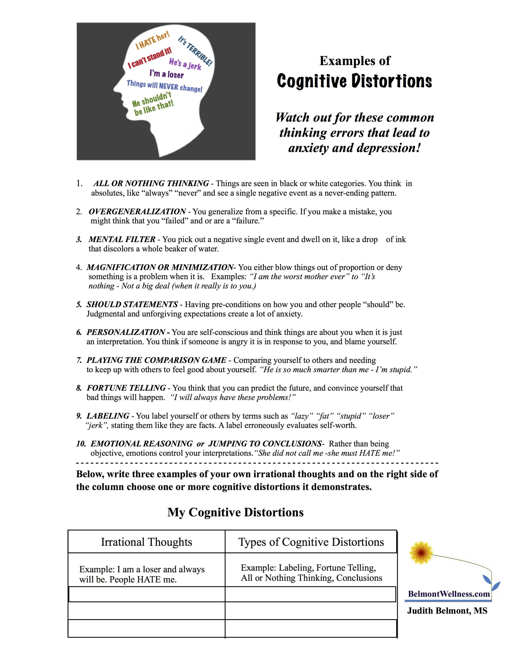 Between Sessions Mental Health Worksheets For Adults Cognitive 