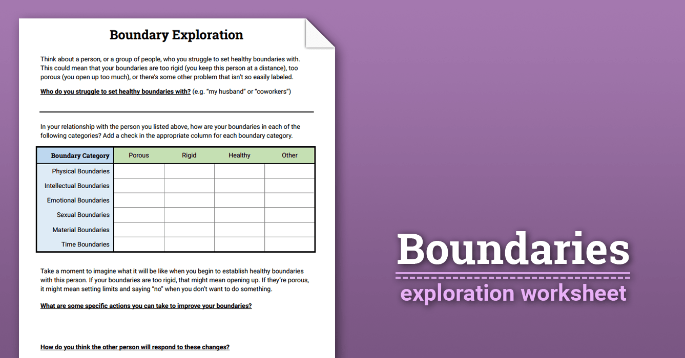 Boundaries Exploration Worksheet Therapist Aid