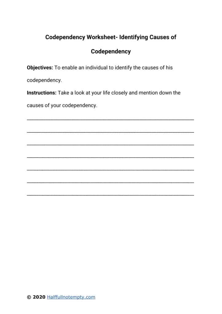 Codependency Worksheets 7 OptimistMinds