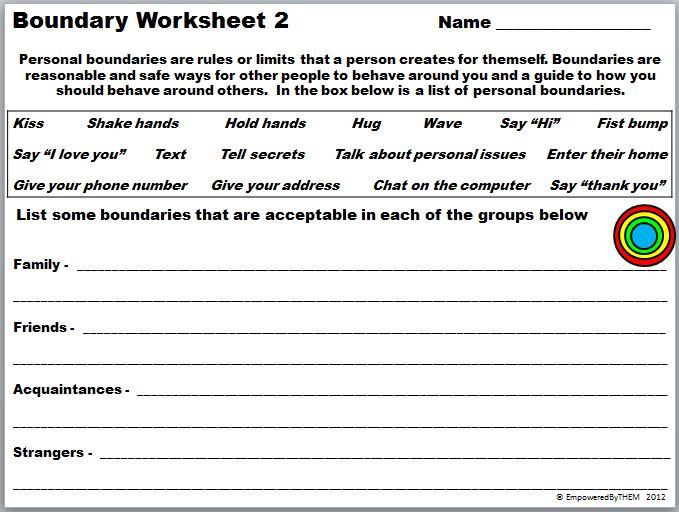 Respecting Personal Boundaries Worksheet