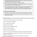 Family Questions Activity Worksheet Therapist Aid