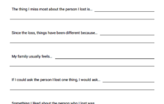 Grief Sentence Completion Worksheet Therapist Aid