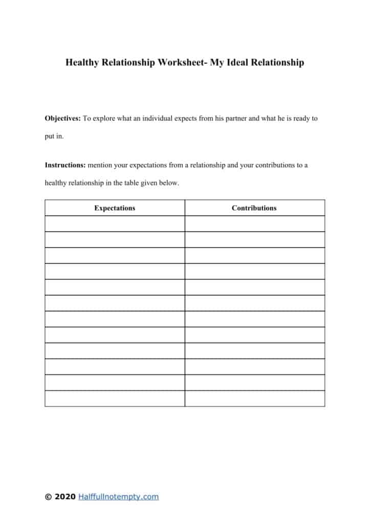 Healthy Relationship Worksheets 9 OptimistMinds