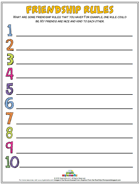 Healthy Relationships And Friendships Worksheets Friendship Rules