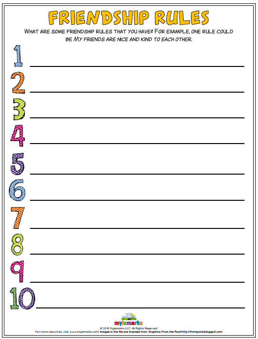 Healthy Relationships And Friendships Worksheets Friendship Rules 