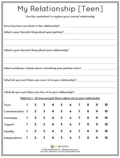 Healthy Relationships Worksheets Teenagers