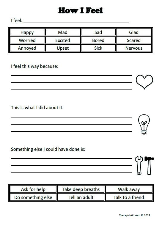 Therapy Aids Worksheets For Teens