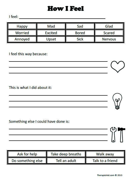 Therapy Aid Worksheets For Teens