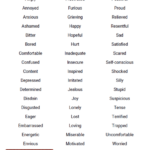 List Of Emotions Worksheet Therapist Aid List Of Emotions