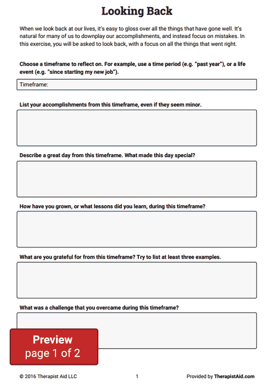 Looking Back Looking Forward Worksheet Therapist Aid Therapy 