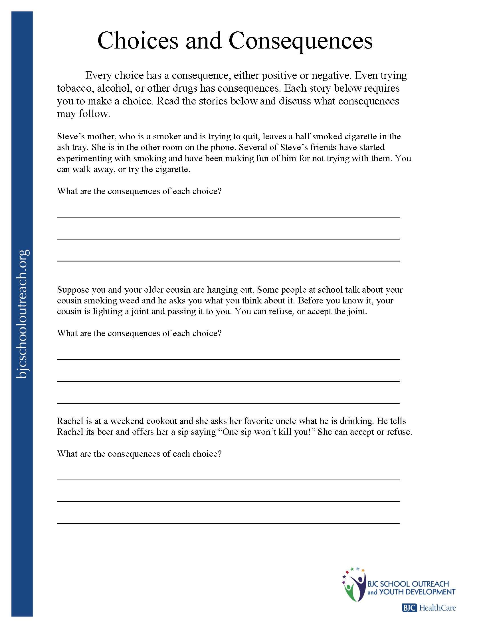 Making The Right Choices Worksheets Google Search Life Skills 