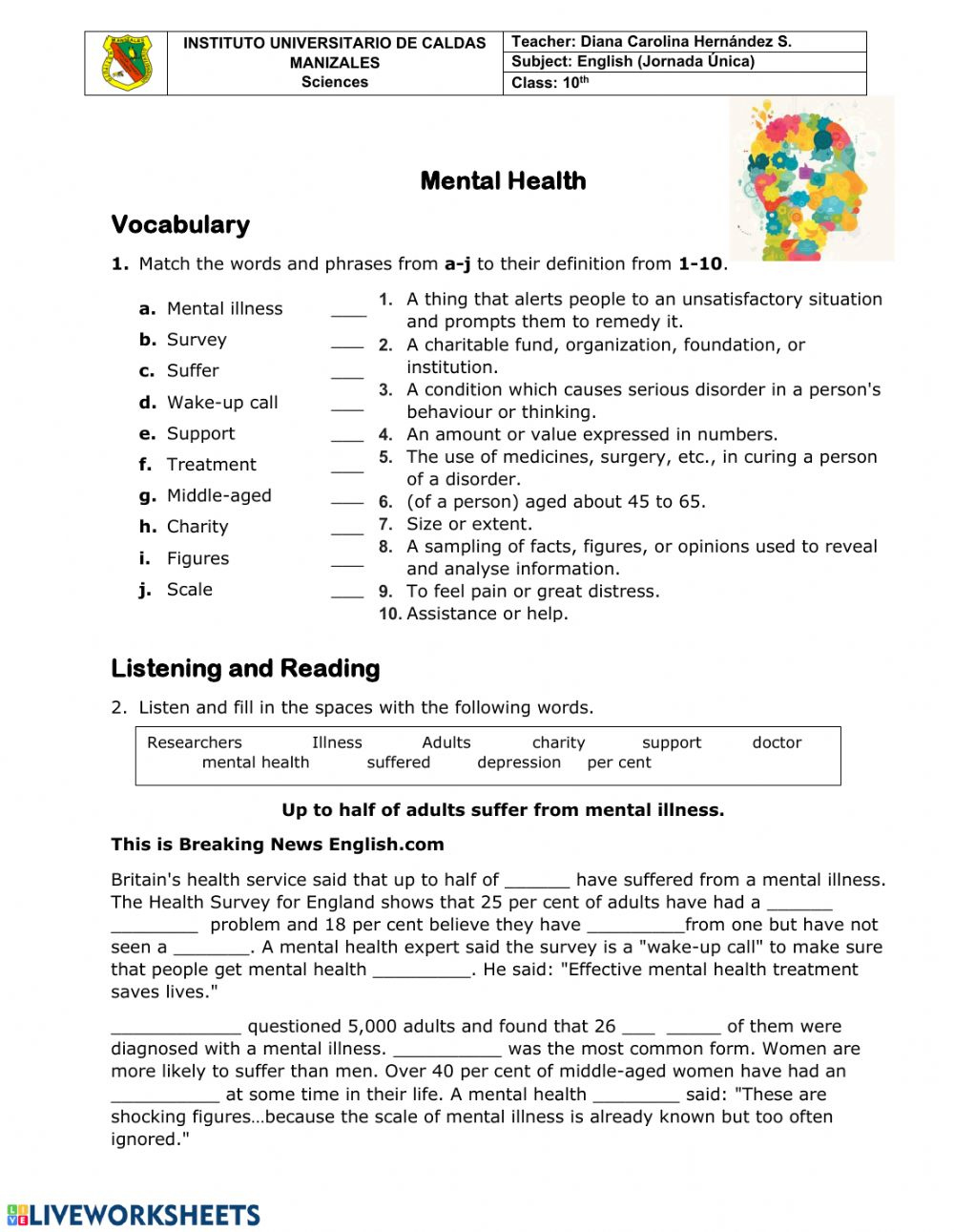 Mental Health Worksheet