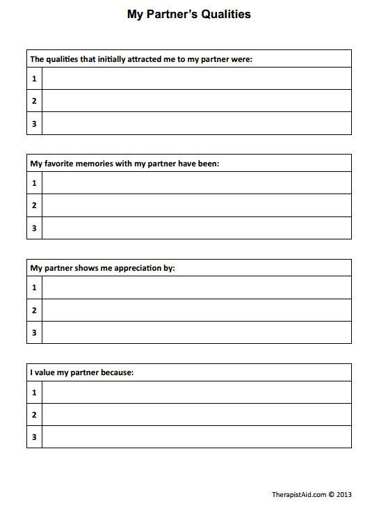 My Partner s Qualities Relationship Worksheets Relationship Therapy 