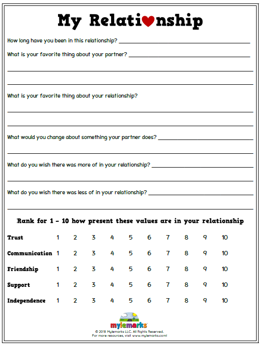 Healthy Relationships Worksheets For Youth