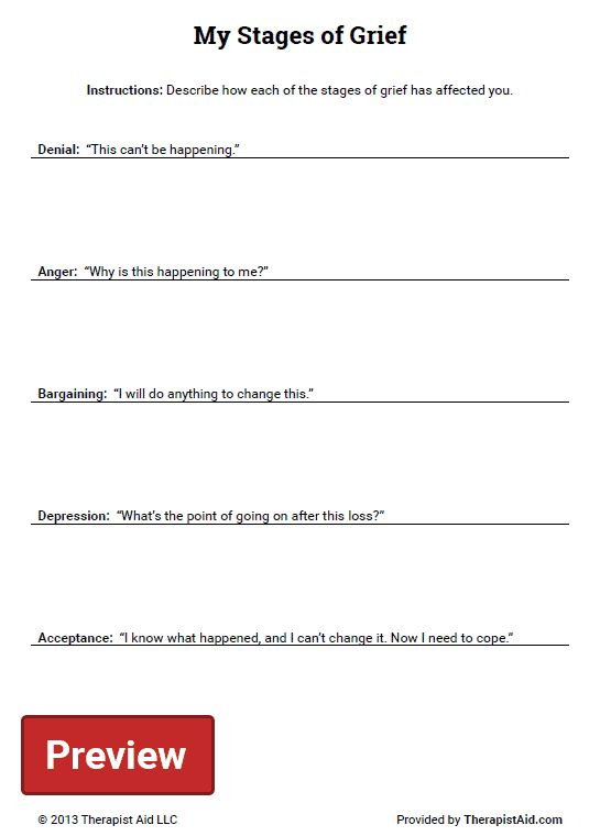 My Stages Of Grief Worksheet Therapist Aid Stages Of Grief Grief 