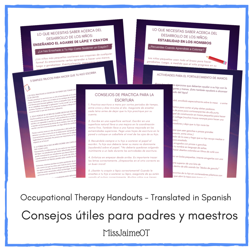 OT Handouts For Parents Teachers And Therapists Translated In Spanish