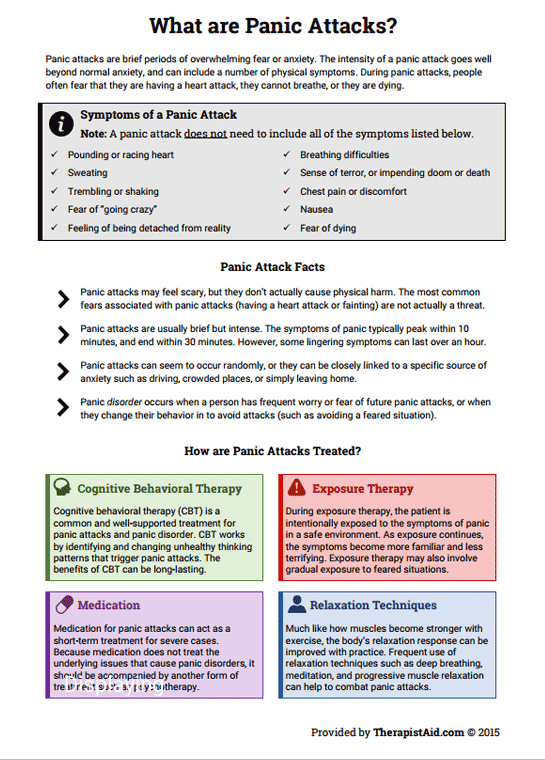 Panic Attack Info Sheet Worksheet Therapist Aid