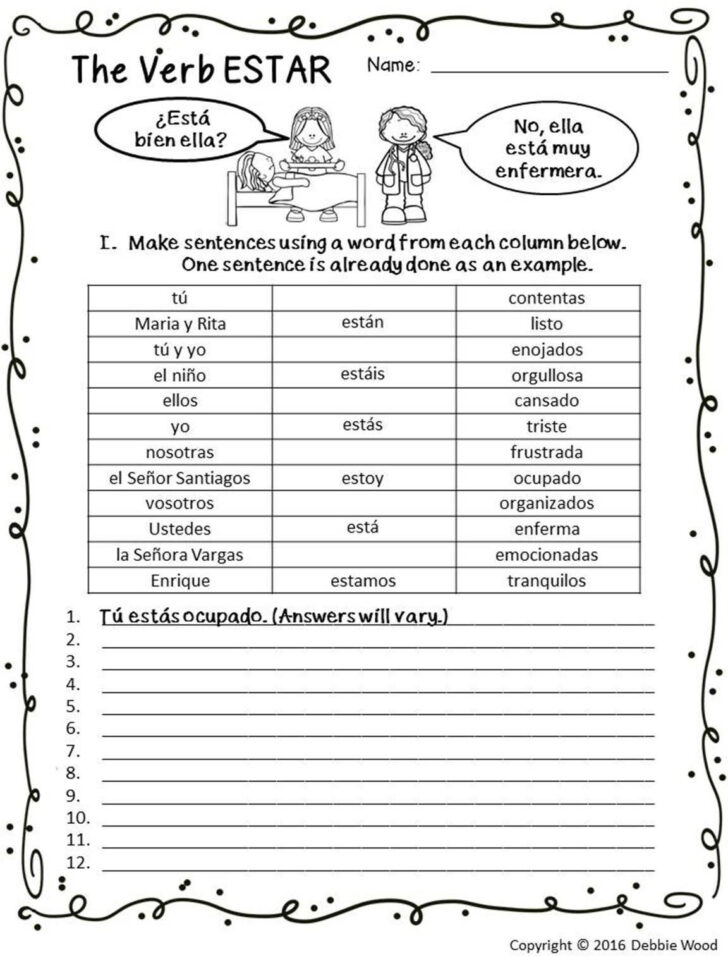 Pedir And Servir Worksheet Estar With Emotions Estar Posters And ...