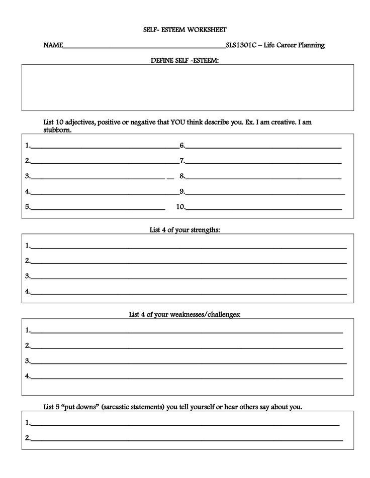 Printable Mental Health Worksheets