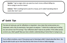 Reflections Communication Skill Worksheet Therapist Aid Family