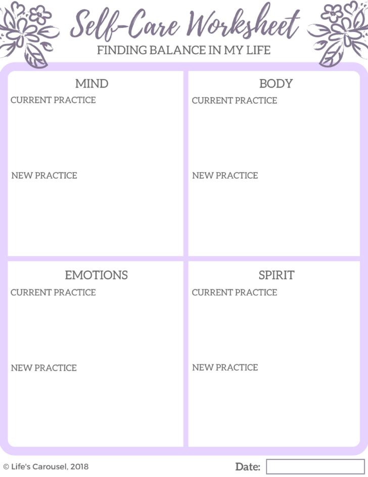 Therapy Worksheets On Self Care