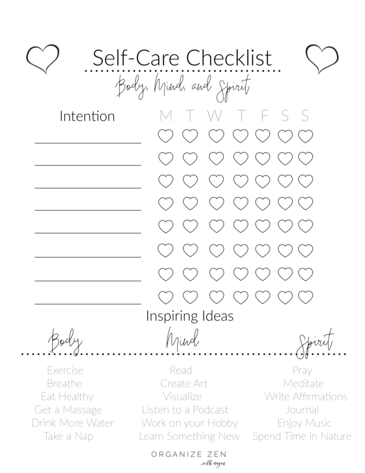 Printable Self Care Worksheets