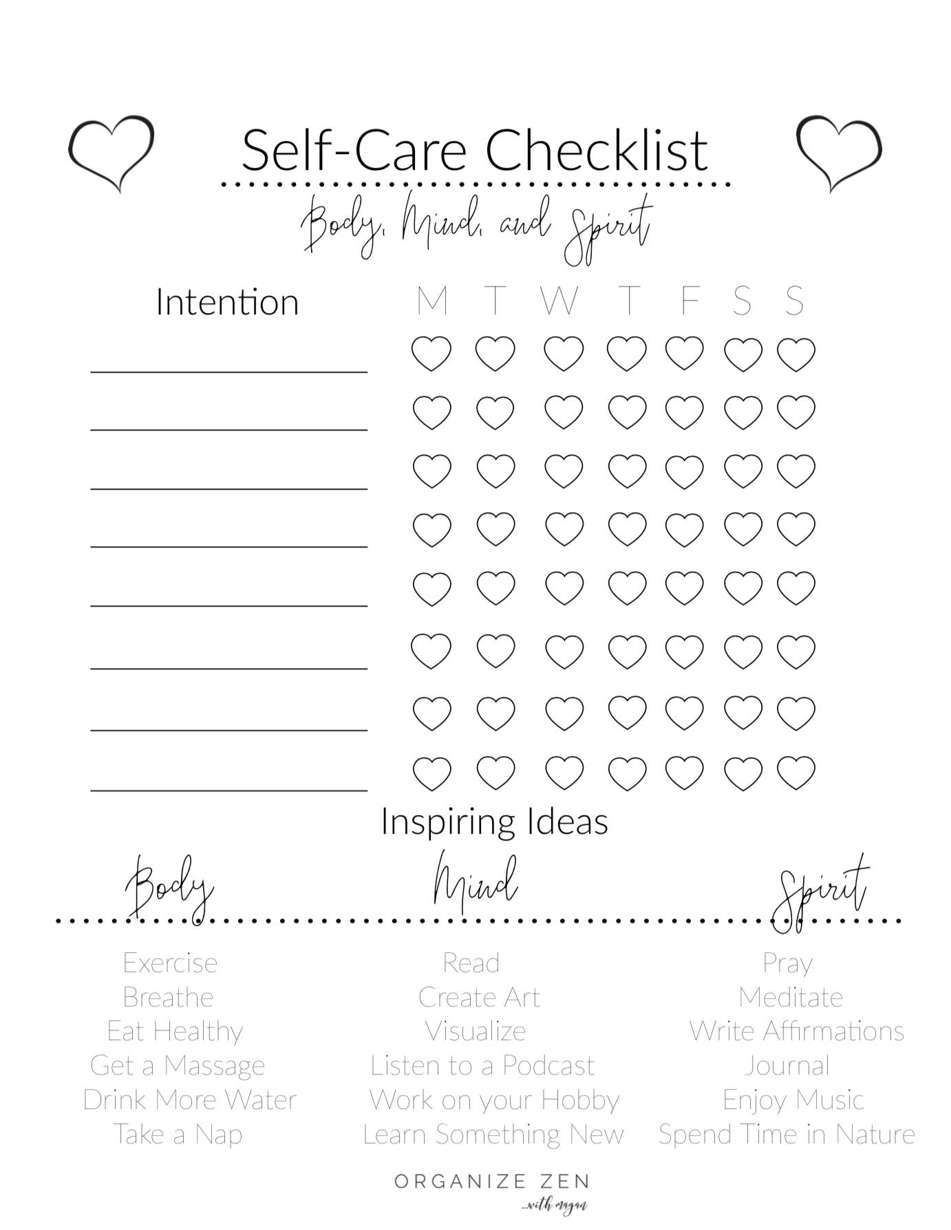 Self Care Checklist Free Printable Self Care Worksheets Self Care 