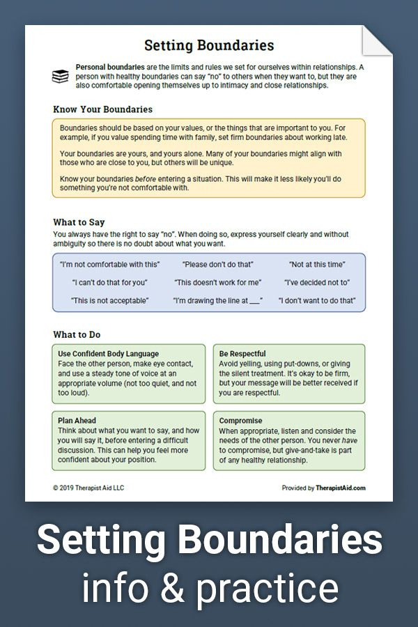 Setting Boundaries Info And Practice Worksheet Therapist Aid
