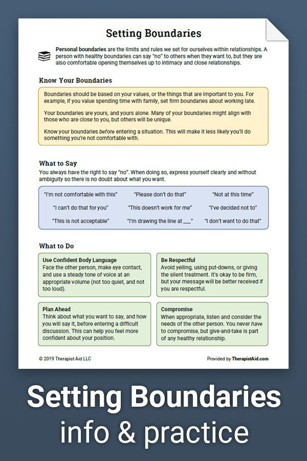 Therapist Aid Worksheets Boundaries