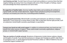 Supporting Someone With Depression Worksheet Therapist Aid