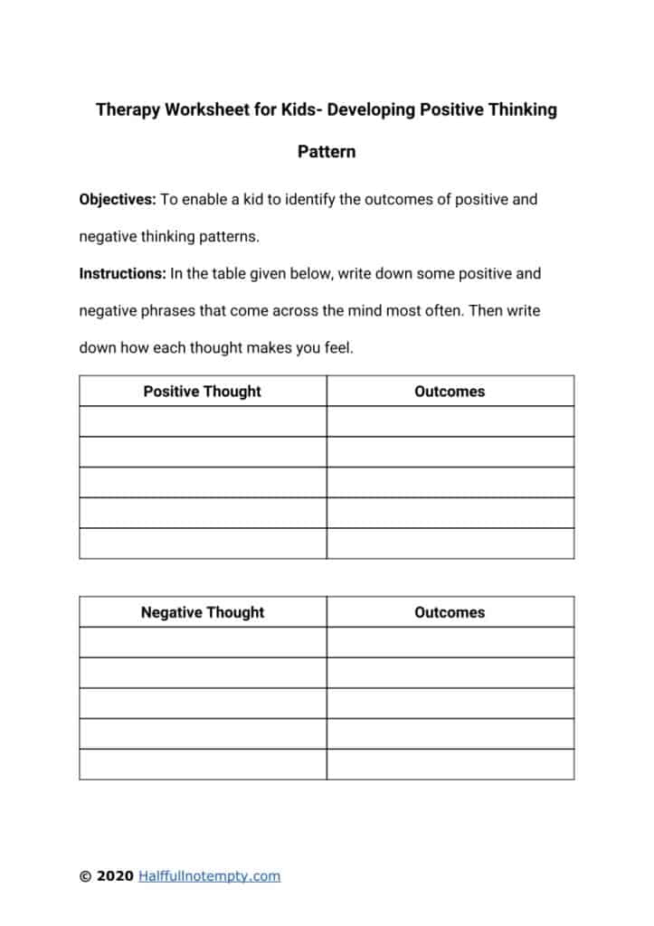 Therapy Worksheets For Kids 7 OptimistMinds
