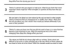 Values Discussion Questions Worksheet Therapist Aid